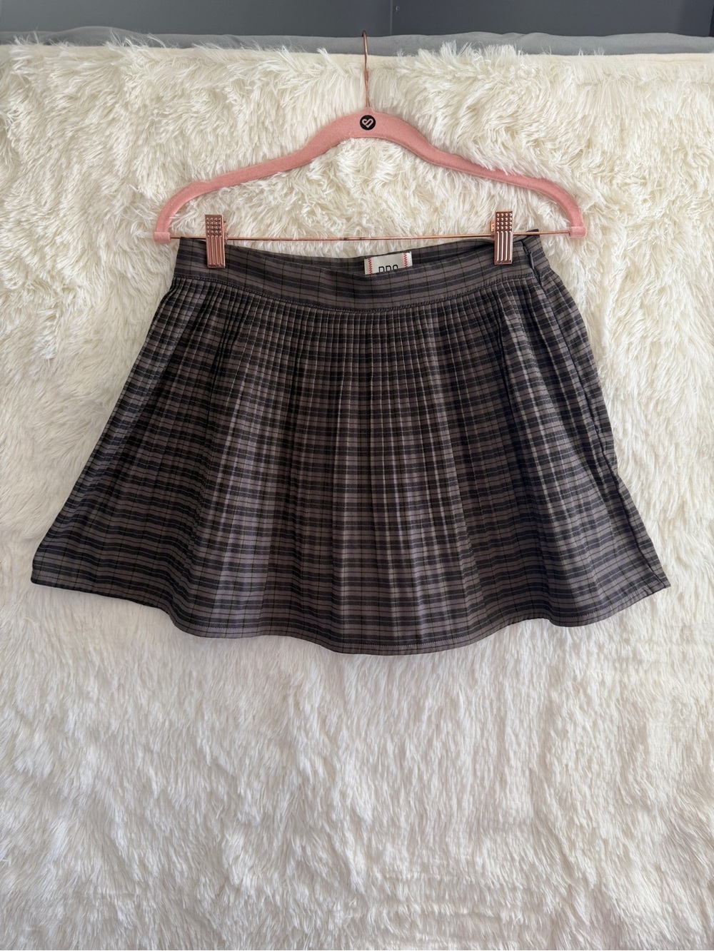 BDG Womens Pennie Pleated Mini Skirt Size M Brown Plaid School Girl Academia
